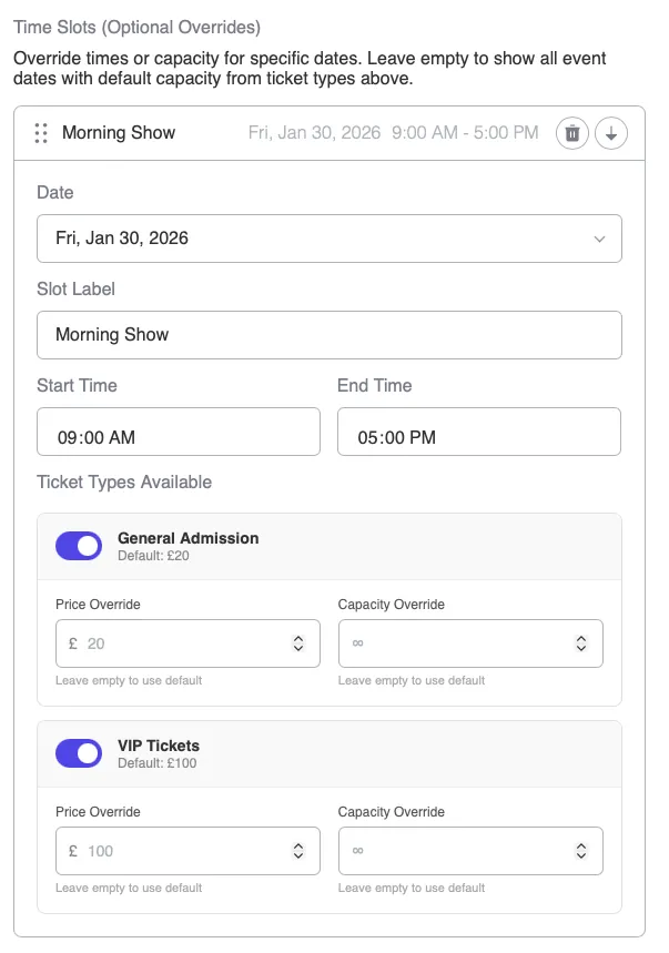 Event Time Slots - Image 01 (January 19, 2026)