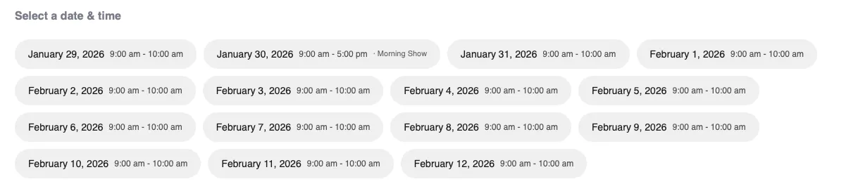 Event Time Slots - Image 02 (January 19, 2026)